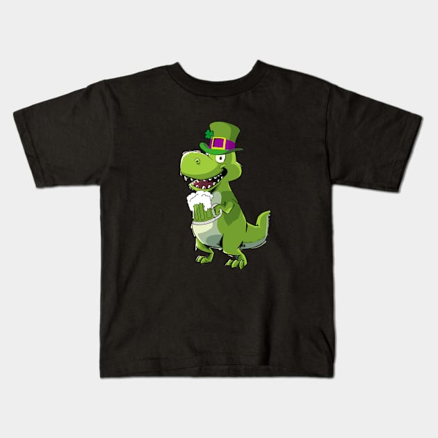 St Patricks Day, Dinosaur, T Rex, Funny Kids T-Shirt by iHeartDinosaurs